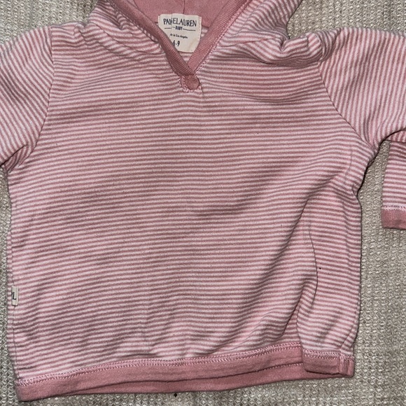 Paige Lauren Baby Girls Matching Set Pink & White Striped Lounge Hoodie Joggers - Picture 5 of 5